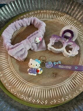 Hello Kitty Purple Lavender Accessory Set - Headband, Clips & Keychain
